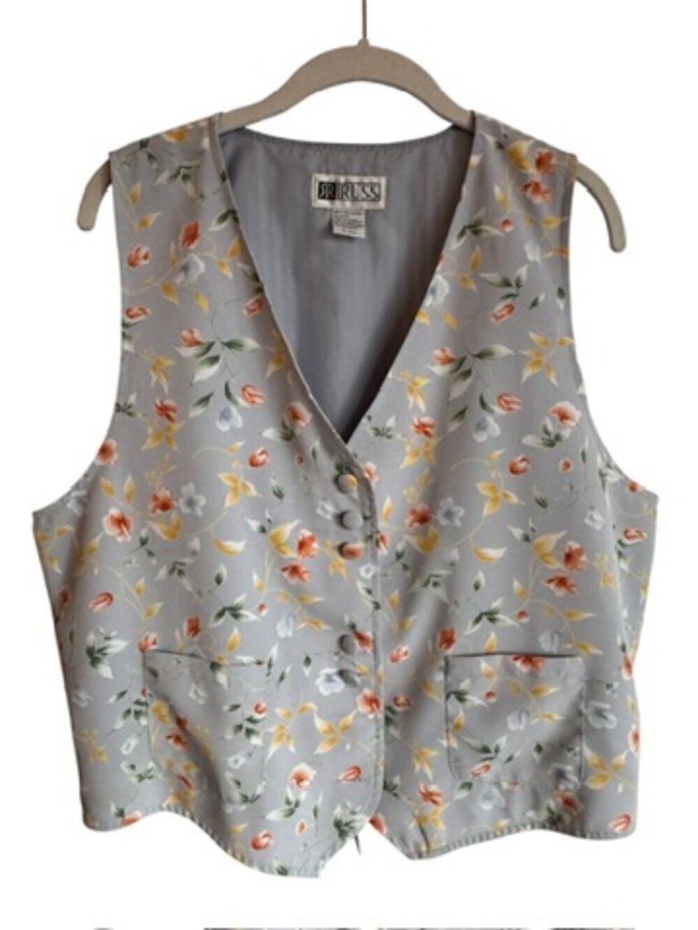 Vintage Floral and Stripe Button Up Spring and Summer Vest in size 14
